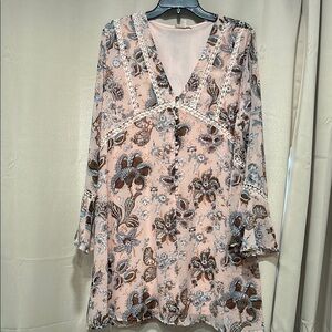 Entro Floral Lace Tunic V-Neck Dress